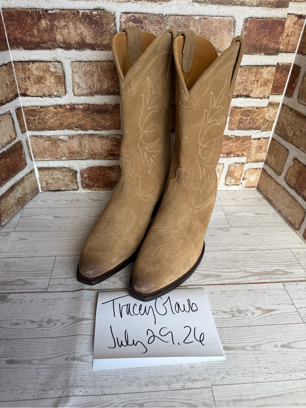 Tecovas Tan Suede sadie toasted almond Western Ankle Boots